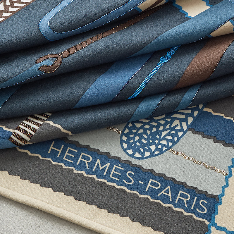 Fouets et Tartan blanket - Grey | Hermès USA